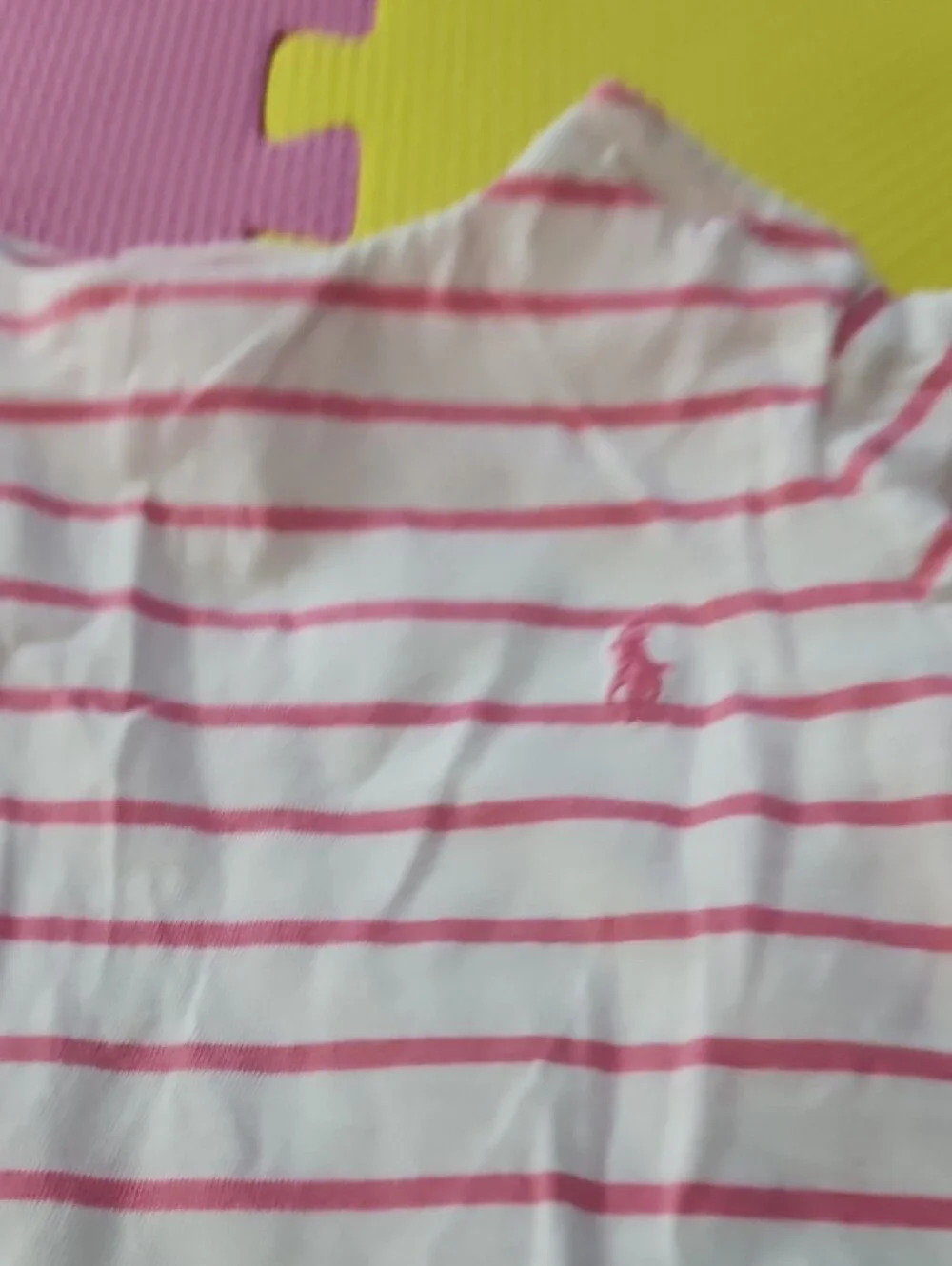 Ralph Lauren White Dress with Pink Stripes and Ruffle Hem